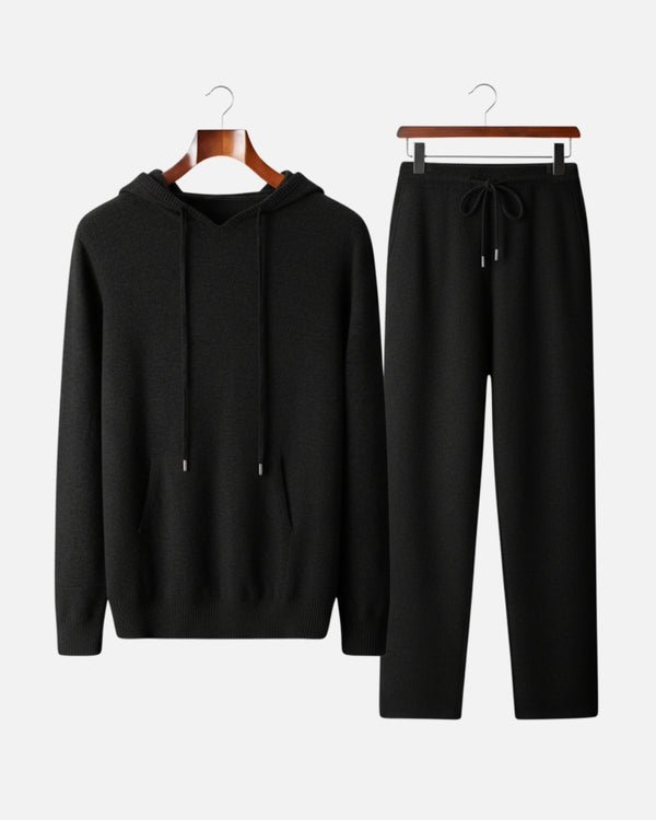 Merinowollen Hoodie Comfort Set - Zwart