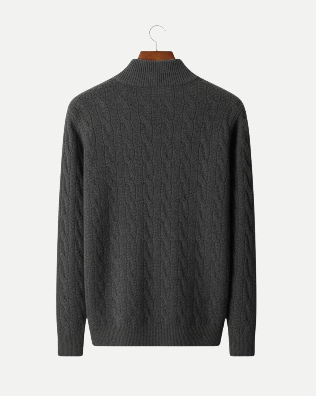 TQC - Merinowollen Kabelgebreide Half-zip Trui