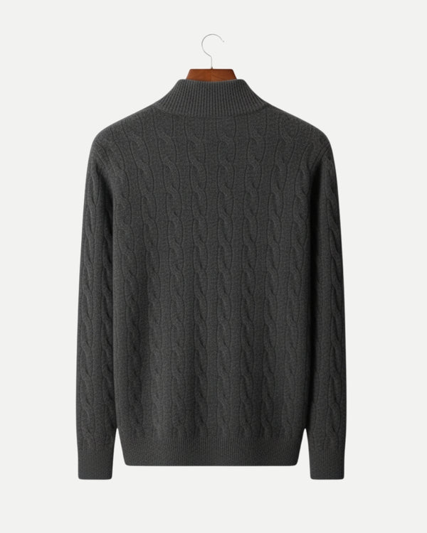 TQC - Merinowollen Kabelgebreide Half-zip Trui