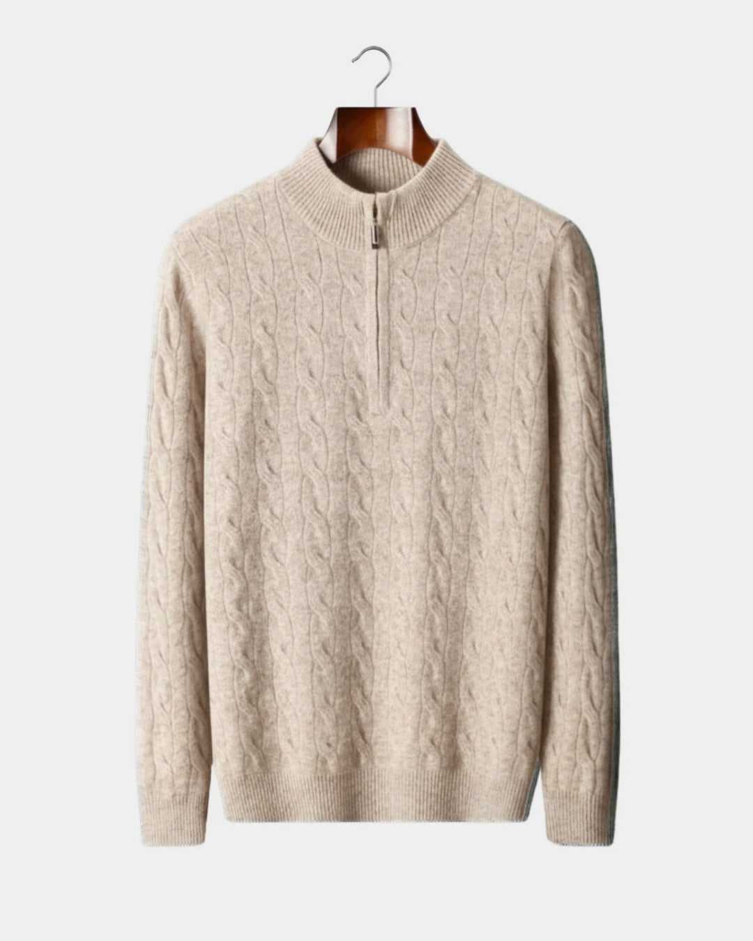 TQC - Merinowollen Kabelgebreide Half-zip Trui