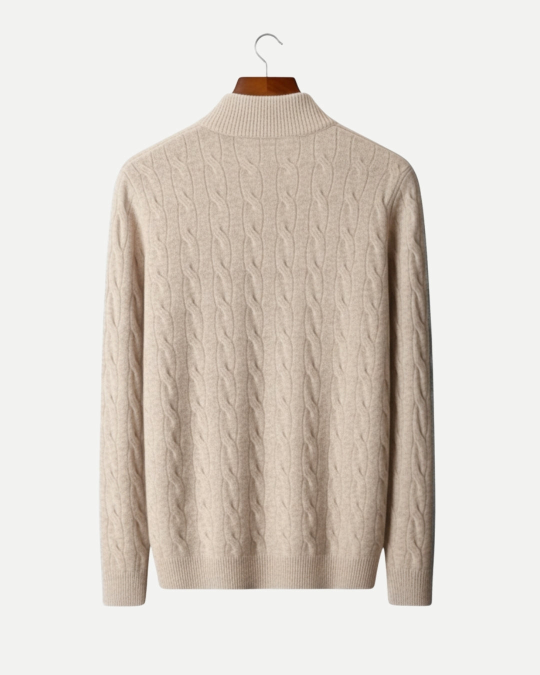 TQC - Merinowollen Kabelgebreide Half-zip Trui