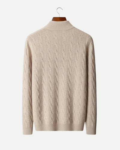 TQC - Merinowollen Kabelgebreide Half-zip Trui