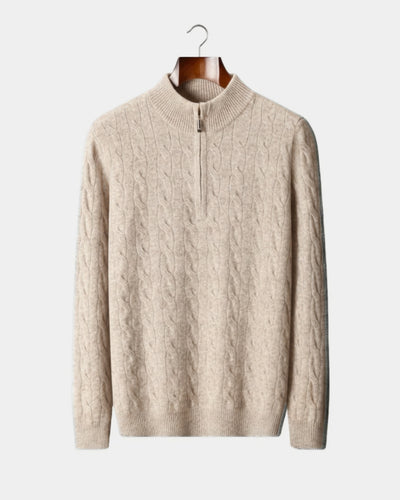 TQC - Merinowollen Kabelgebreide Half-zip Trui