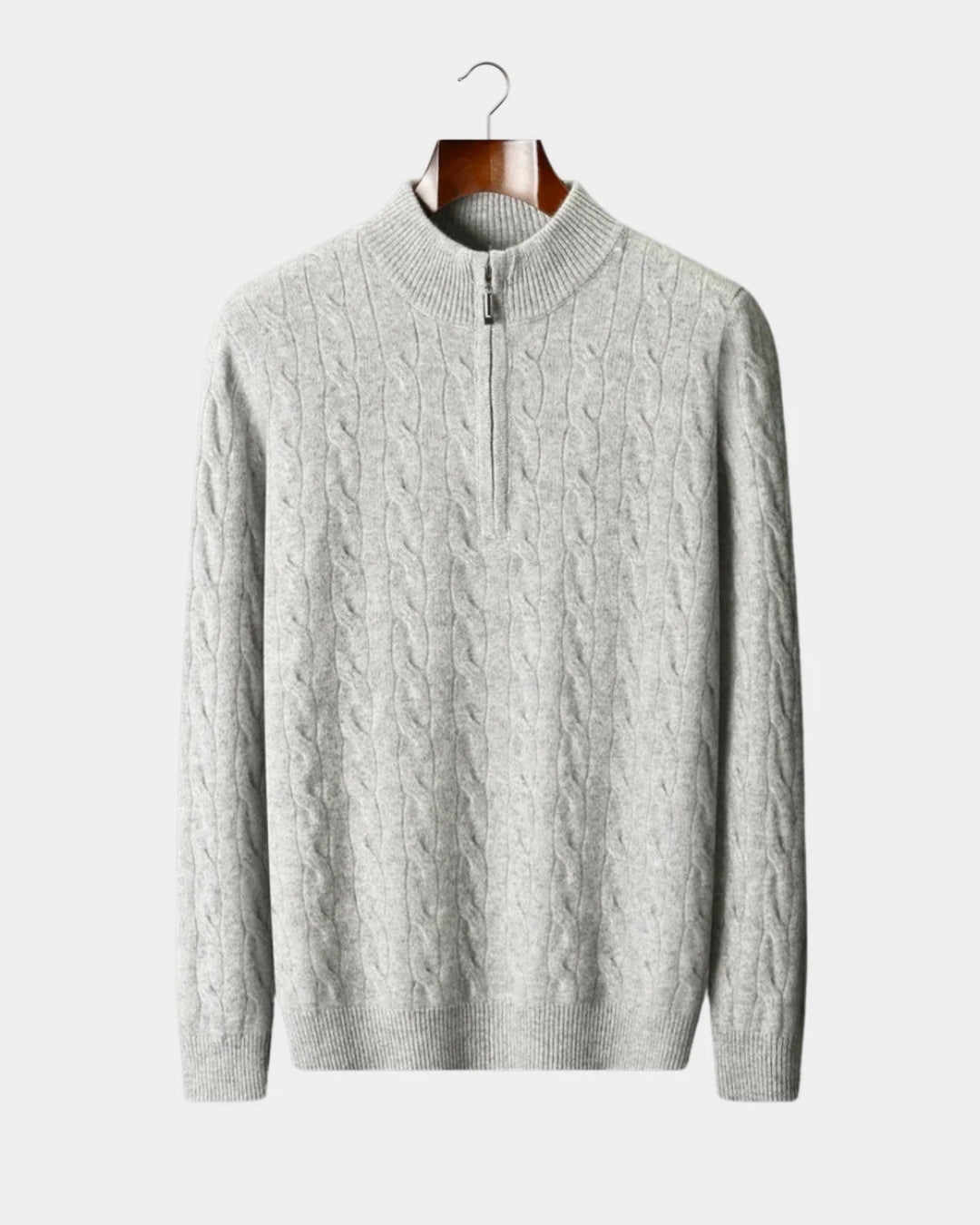 TQC - Merinowollen Kabelgebreide Half-zip Trui