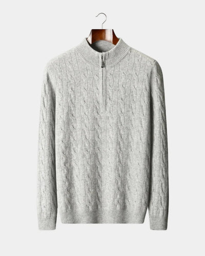 TQC - Merinowollen Kabelgebreide Half-zip Trui