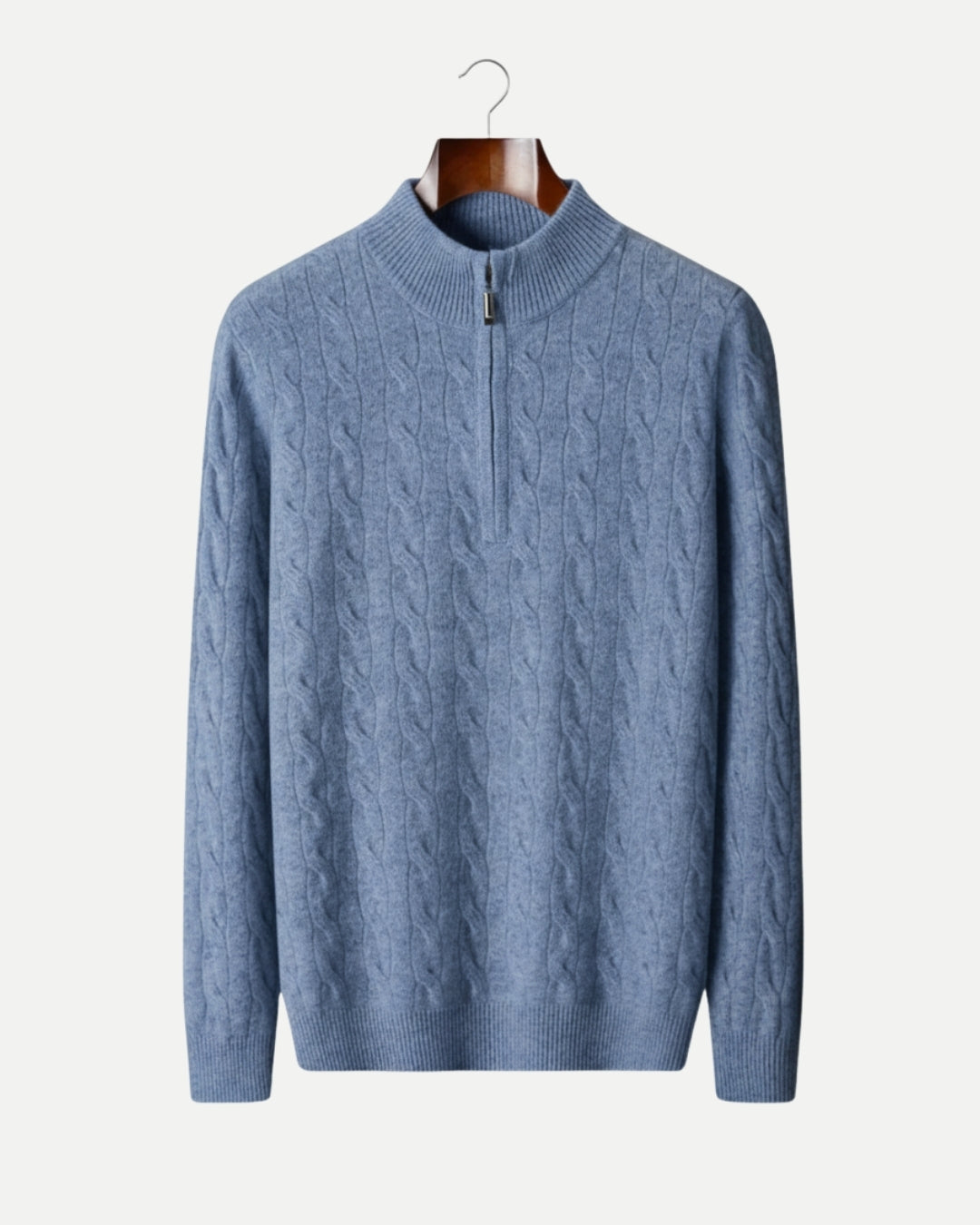 TQC - Merinowollen Kabelgebreide Half-zip Trui