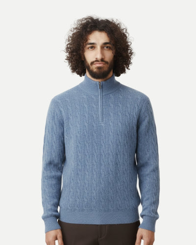 TQC - Merinowollen Kabelgebreide Half-zip Trui