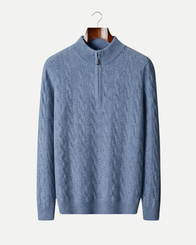 TQC - Merinowollen Kabelgebreide Half-zip Trui