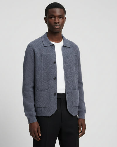 Merinowollen Overshirt met Knopen - Grafiet