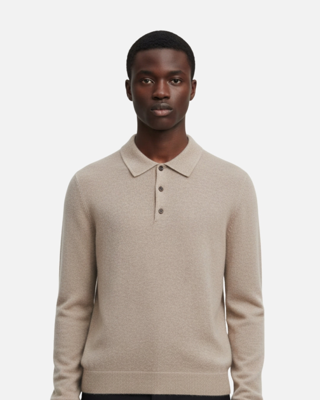 Merinowollen Polo met Knopen - Dune
