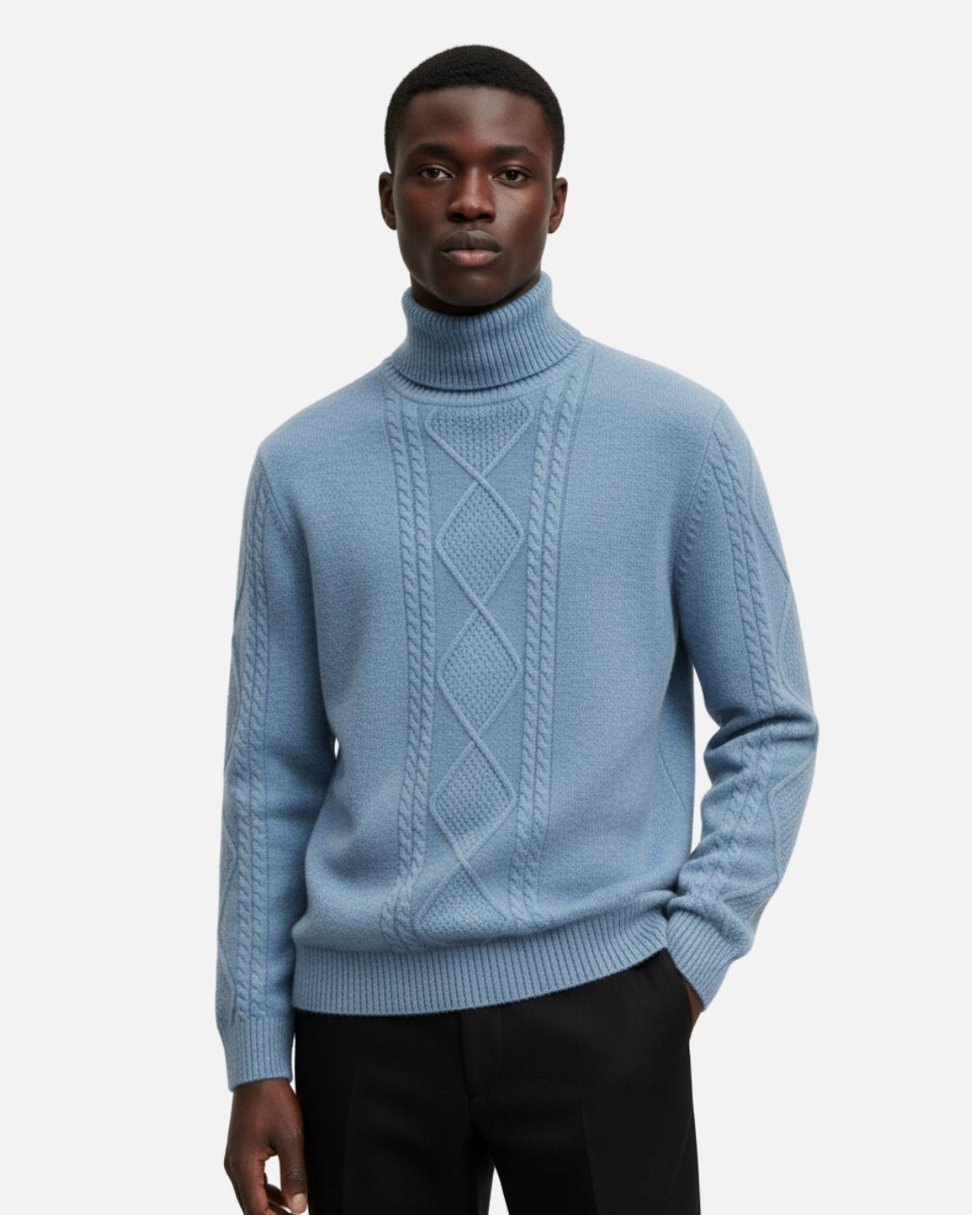 Merinowollen Sweater met Turtleneck - Zeeblauw