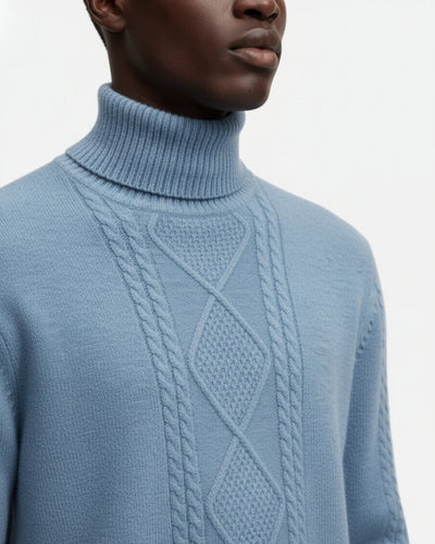 Merinowollen Sweater met Turtleneck - Zeeblauw
