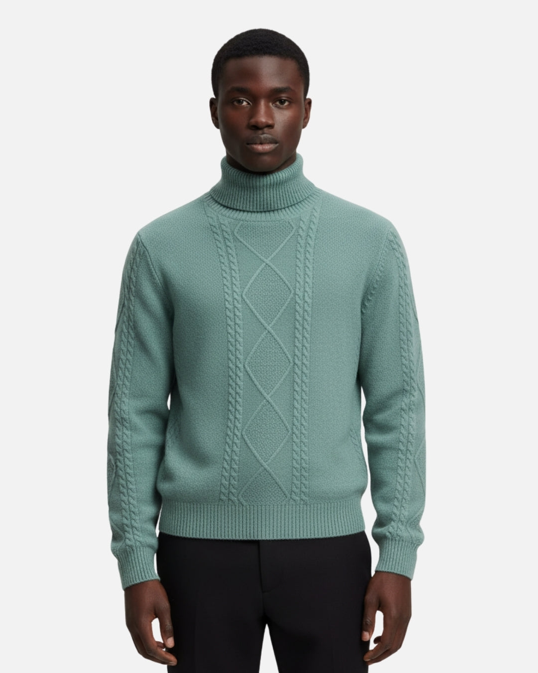 Merinowollen Sweater met Turtleneck - Zeegroen