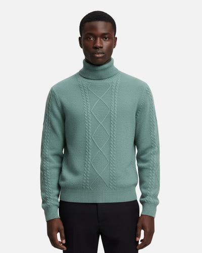 Merinowollen Sweater met Turtleneck - Zeegroen
