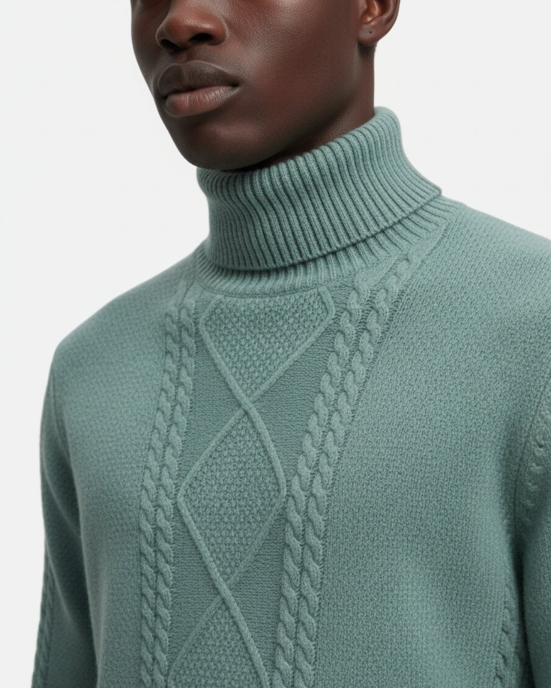 Merinowollen Sweater met Turtleneck - Zeegroen