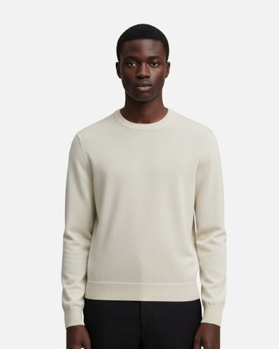 Merinowollen Thin Crewneck Sweater - Beige