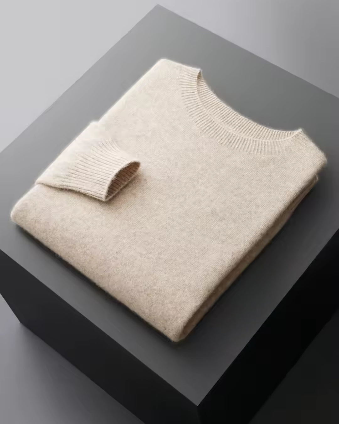 Merinowollen Thin Crewneck Sweater - Beige