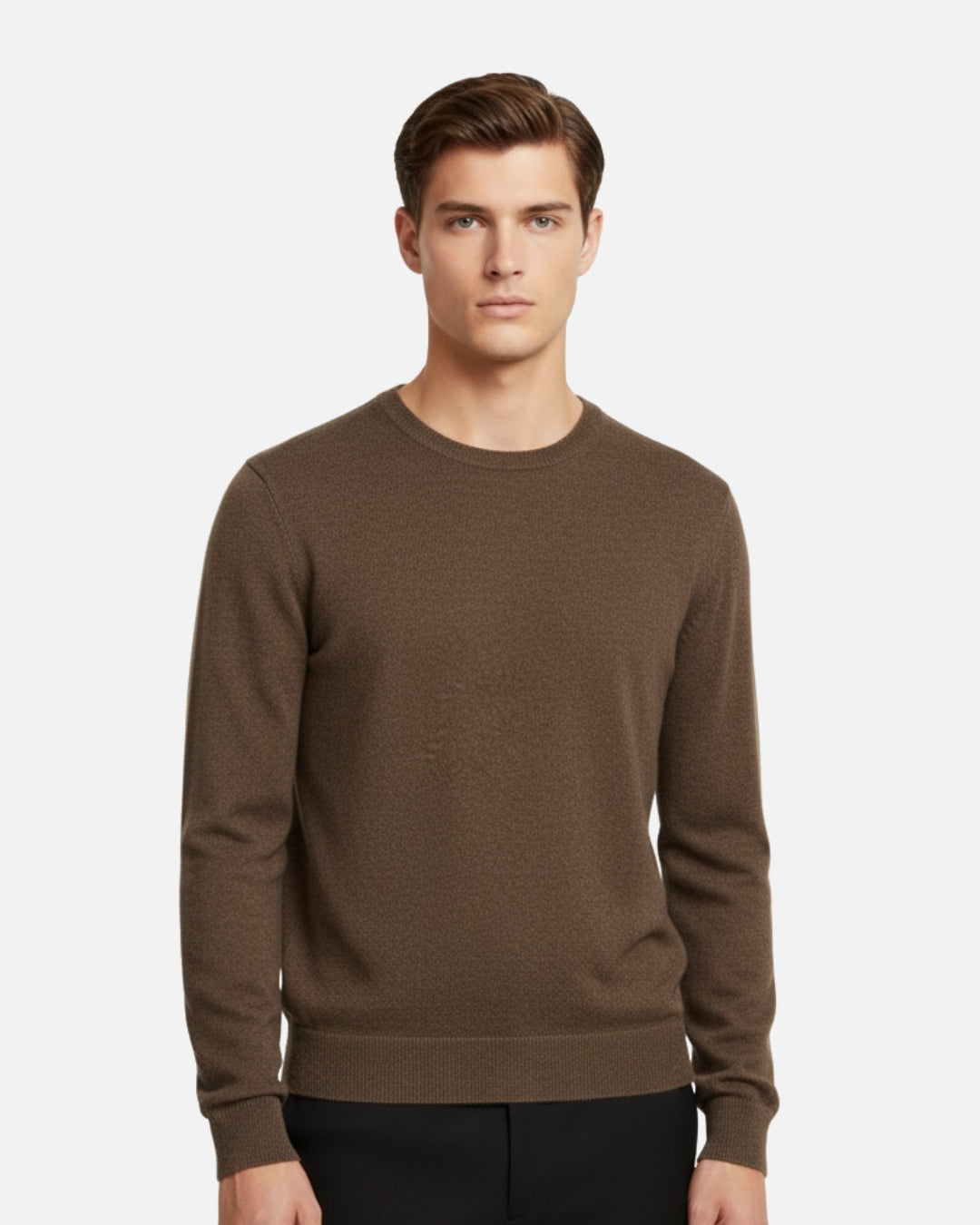 Merinowollen Thin Crewneck Sweater - Espresso