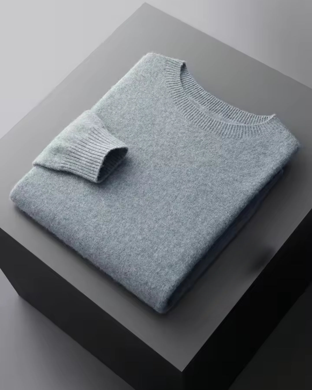 Merinowollen Thin Crewneck Sweater - Zeegrijs