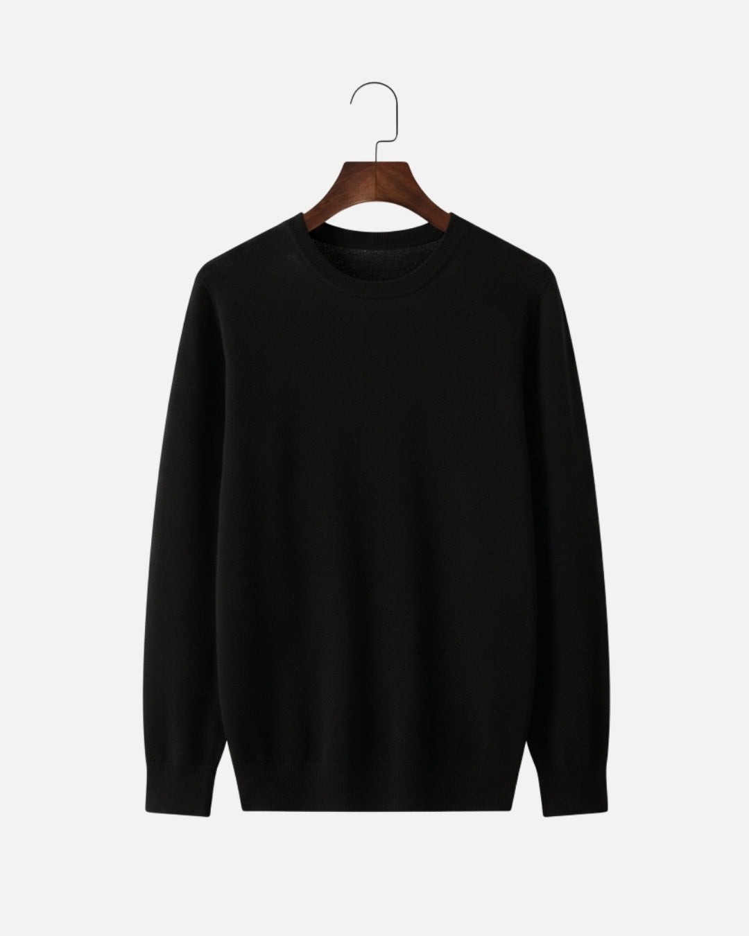 Merinowollen Thin Crewneck Sweater - Zwart