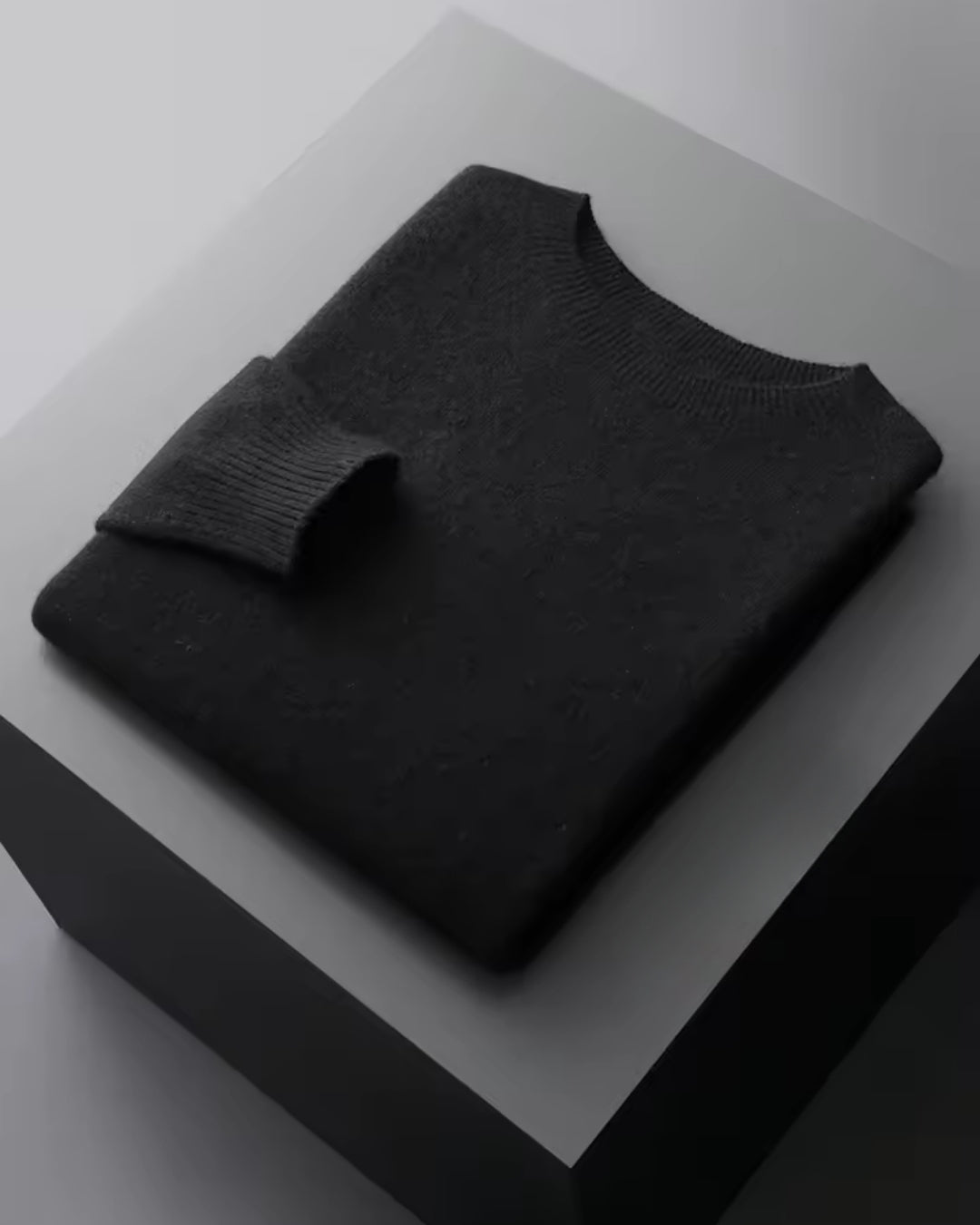 Merinowollen Thin Crewneck Sweater - Zwart