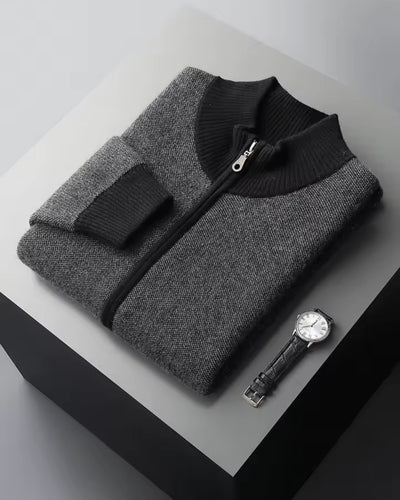 Kasjmierblend Sweater met Rits - Zwart