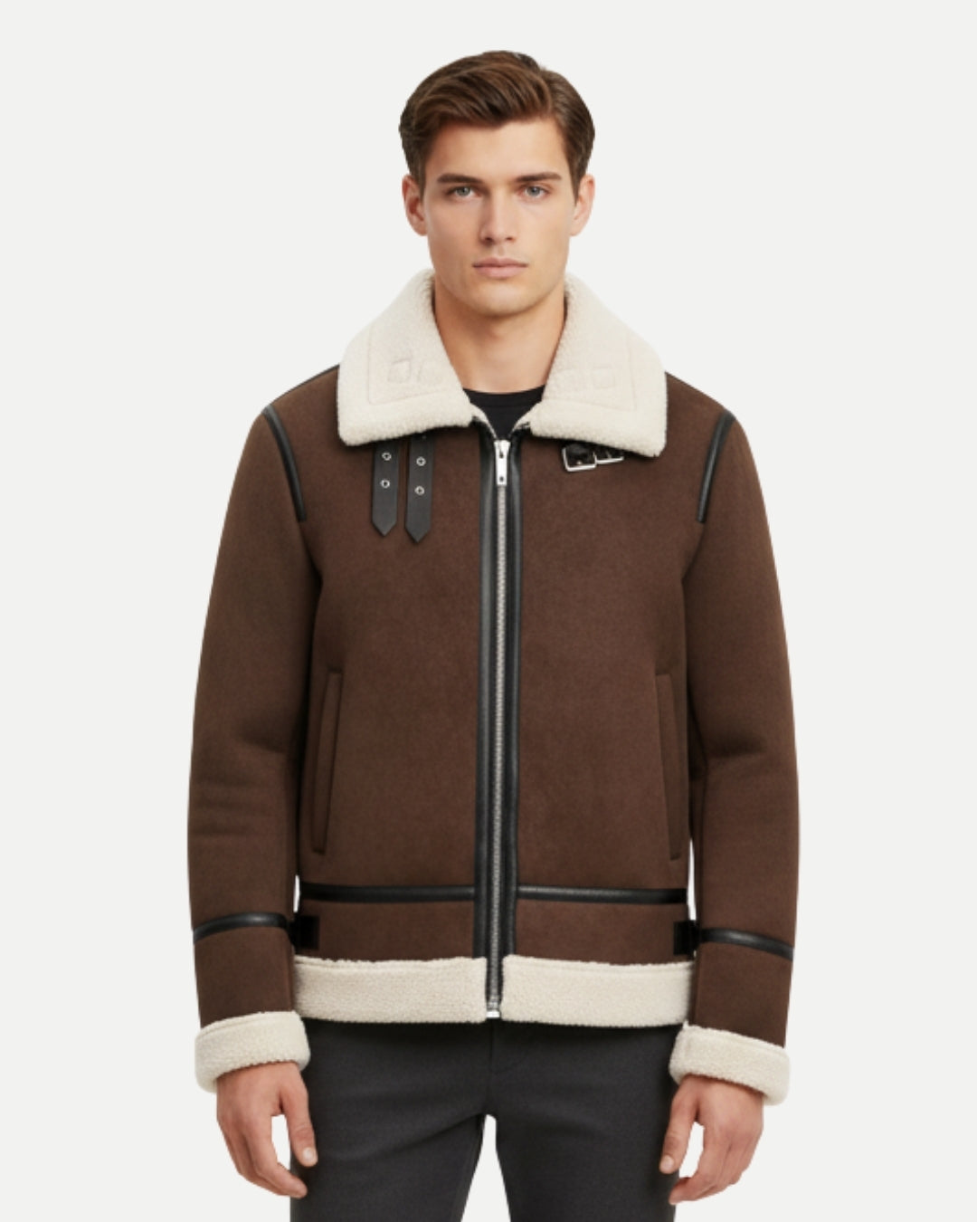 Suède Aviator Jas - Bruin