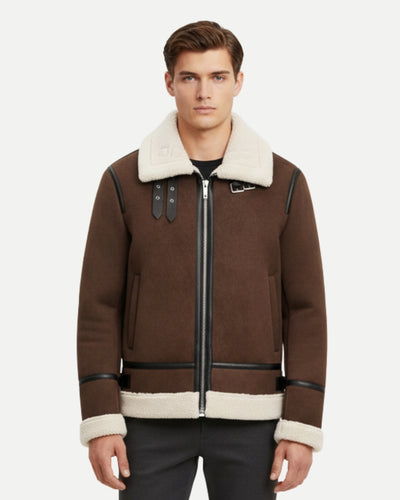 Suède Aviator Jas - Bruin