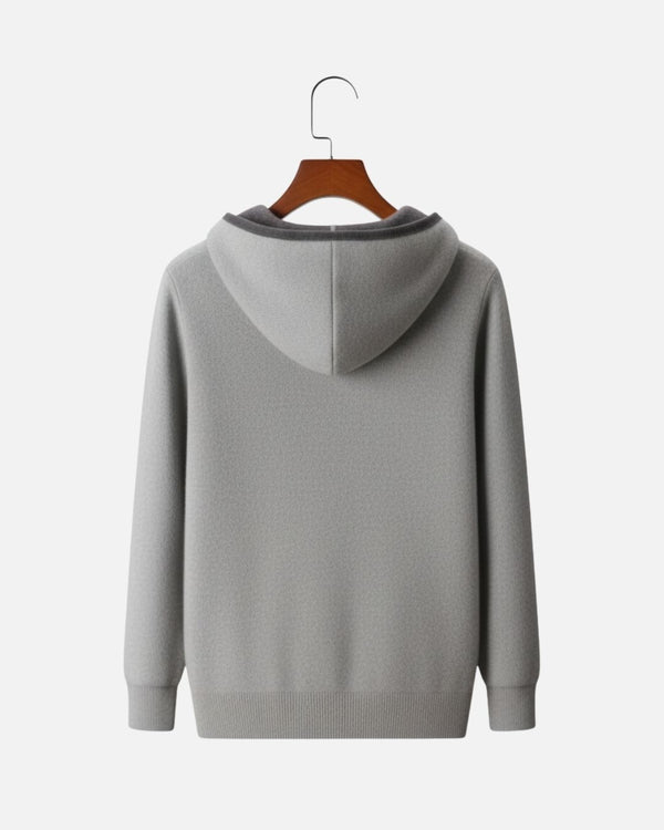 Kasjmierblend Full-Zip Hoodie Two-Tone - Grijs