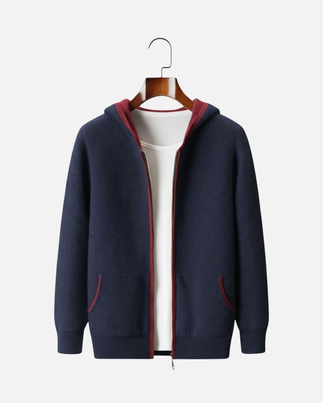 Kasjmierblend Full-Zip Hoodie Two-Tone - Navy