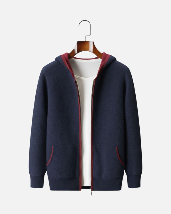 Kasjmierblend Full-Zip Hoodie Two-Tone - Navy