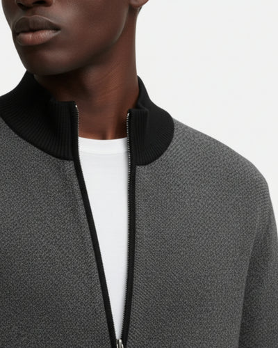 Kasjmierblend Sweater met Rits - Zwart