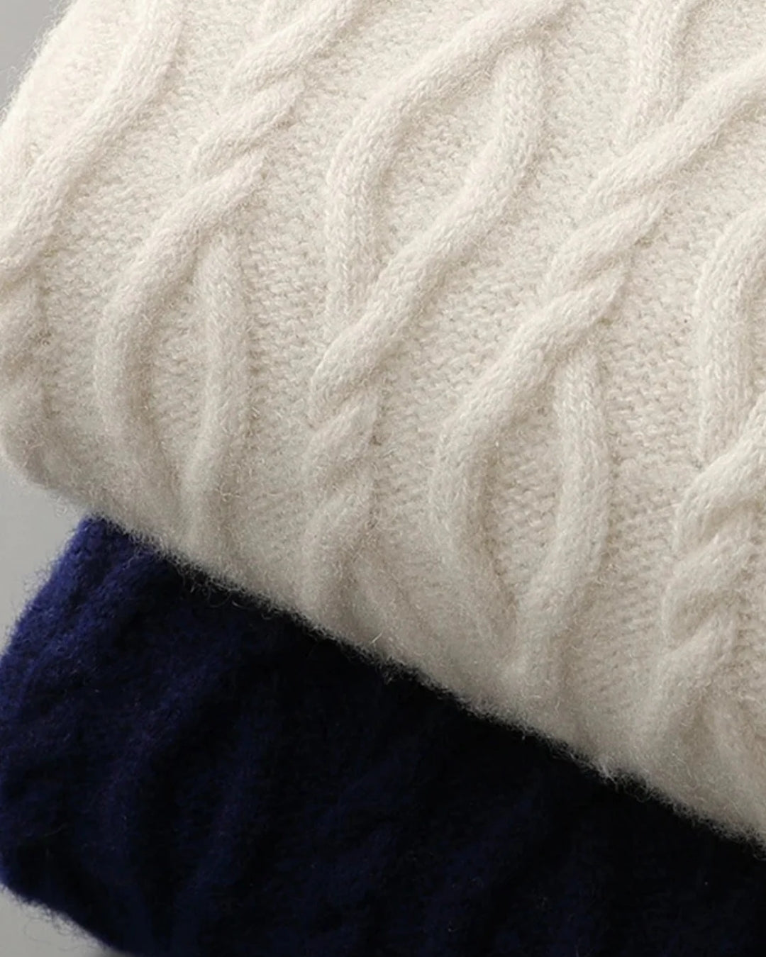 Merinowollen Cable Knit Crewneck - Wit