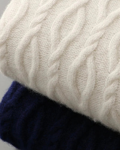 Merinowollen Cable Knit Crewneck - Wit