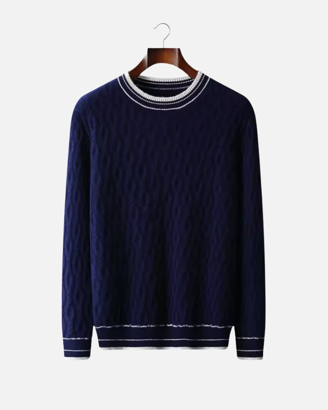 Merinowollen Cable Knit Crewneck - Navy