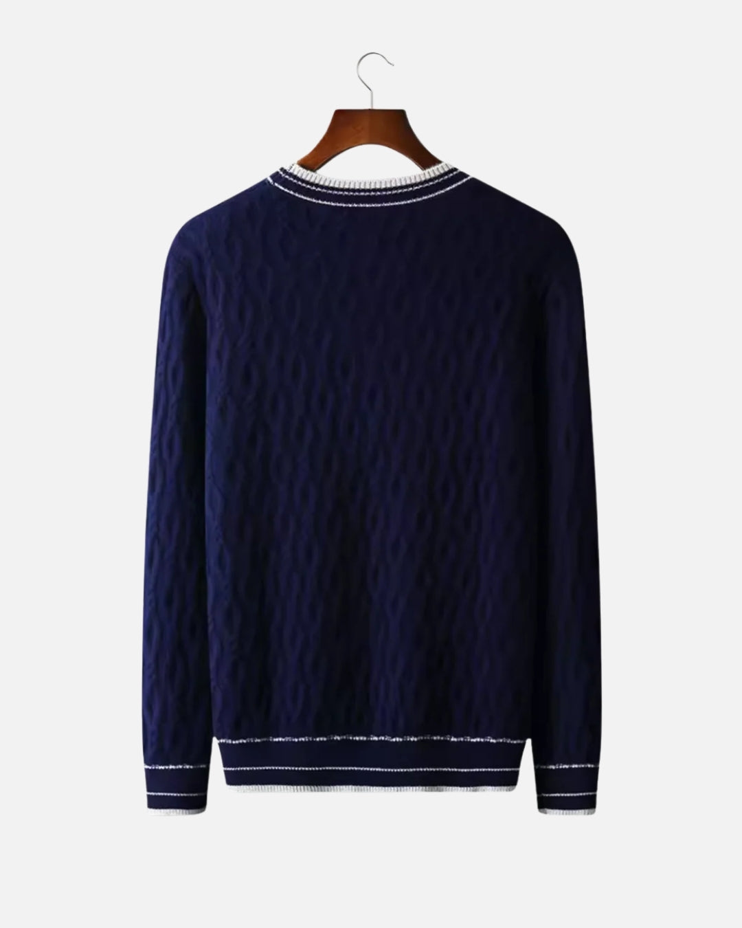 Merinowollen Cable Knit Crewneck - Navy