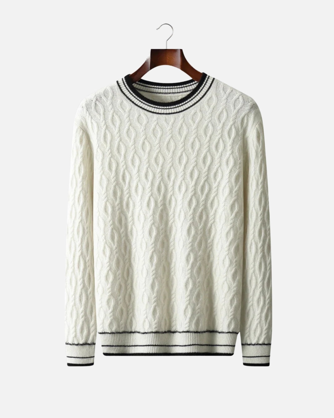 Merinowollen Cable Knit Crewneck - Wit