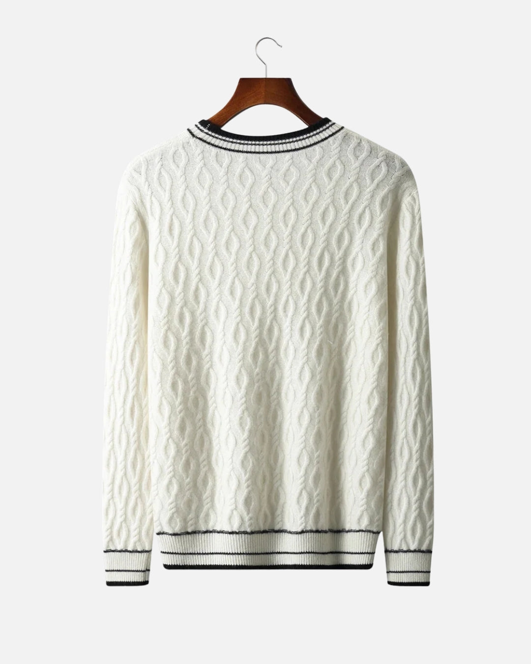 Merinowollen Cable Knit Crewneck - Wit