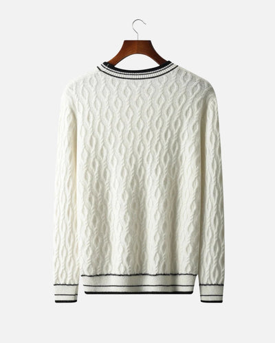 Merinowollen Cable Knit Crewneck - Wit