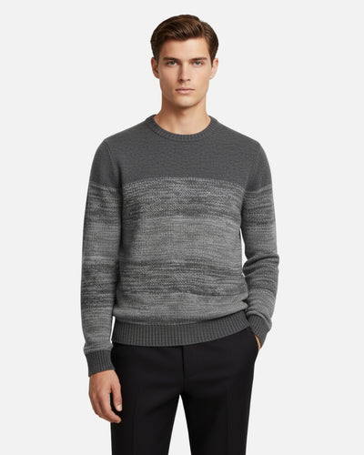 Merinowollen Crewneck Gradient Sweater - Grijs