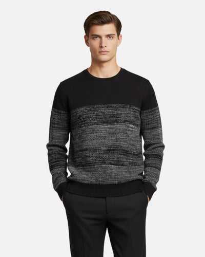 Merinowollen Crewneck Gradient Sweater - Zwart