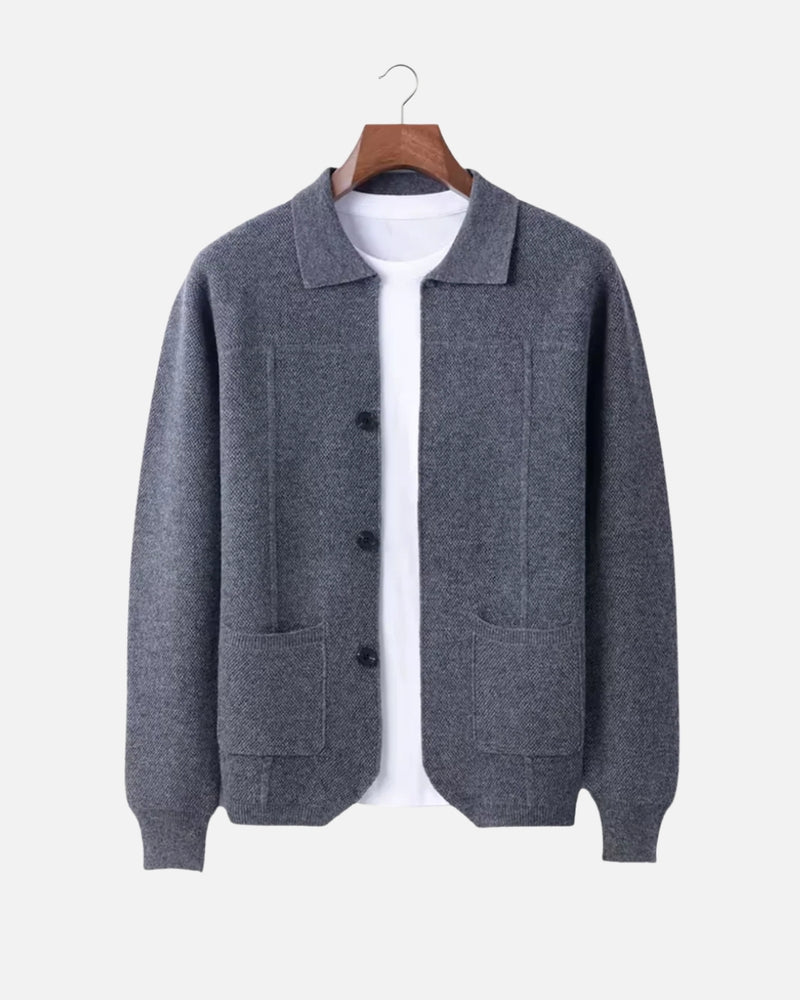 Merino Wool Overshirt with Buttons - Graphite