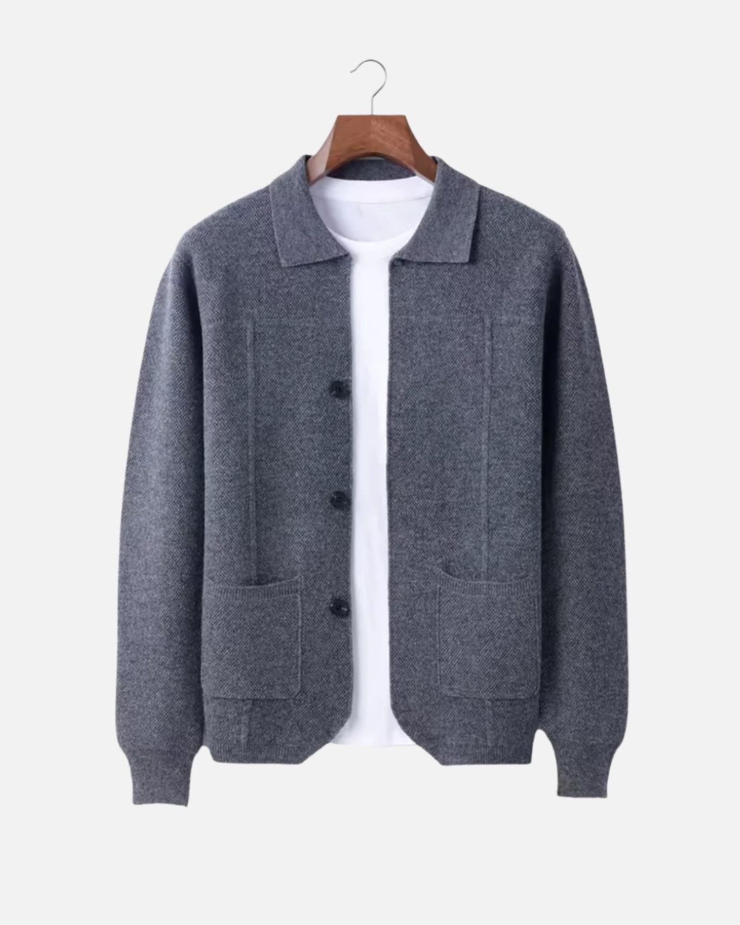 Merinowollen Overshirt met Knopen - Grafiet